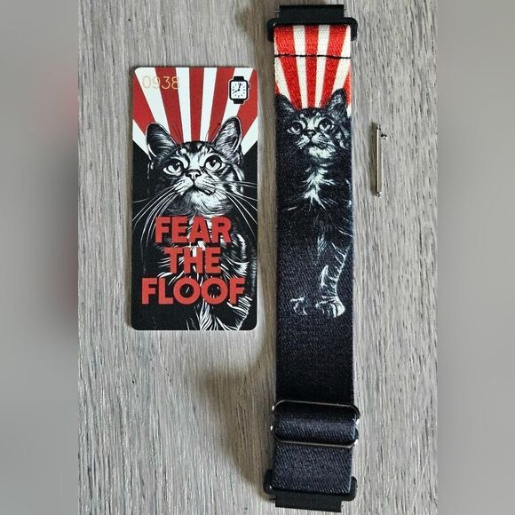 ZOX "FEAR THE FLOOF" #938 ANDROID SAMSUNG GALAXY NEW AMERICAN CAT 20mm WATCHBAND - Picture 1 of 12